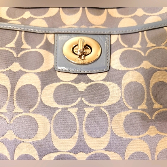 Coach Penelope Canvas Sateen Patent Leather Crossbody Purse, Blue/Gray - Picture 5 of 16